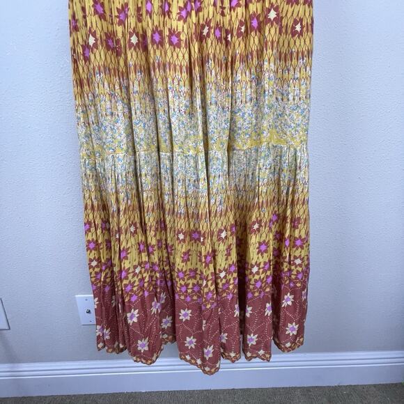 Free People Prairie Boho Dress S Rust Orange Ruffle Maxi Fairycore Cottagecore - Picture 8 of 12